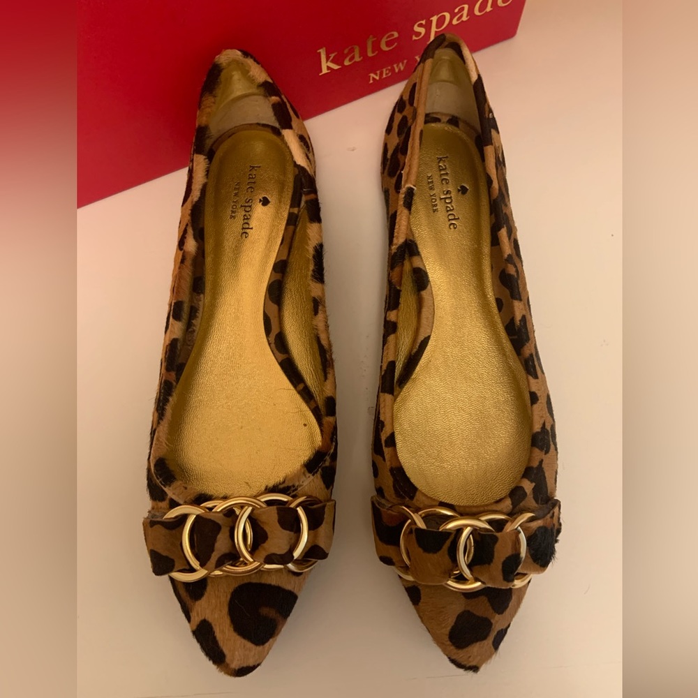 Never Worn!! Kate Spade Leopard Haircalf Flats size 8.5 - Picture 2 of 7